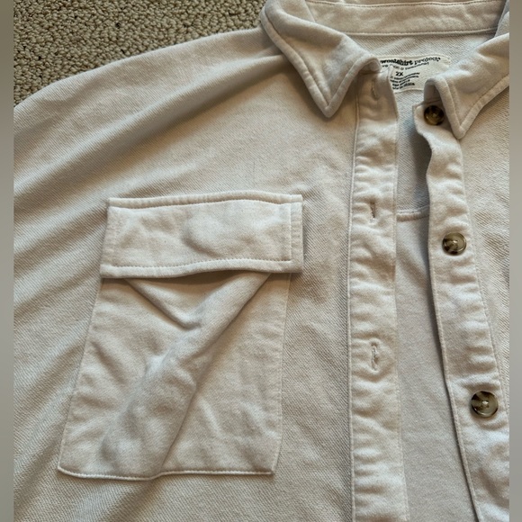 White sweatshirt material button down XXL - Picture 3 of 4